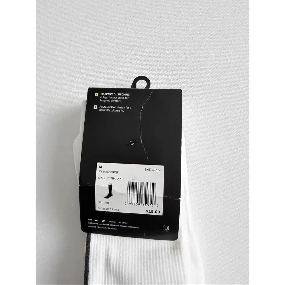 NIKE Men/ Women  Vapor Knee High football Socks size M 6-8 W 6-10 Black White